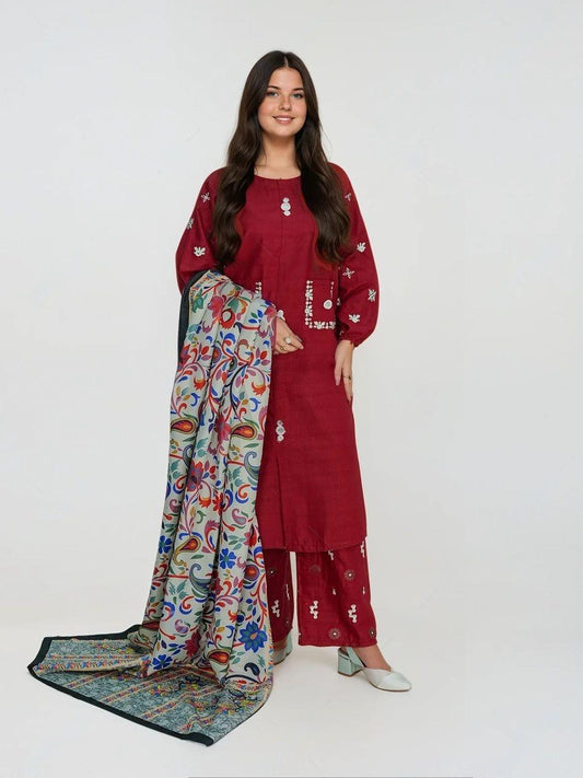 Doha Embroidered + shawl 3pcs Ca_closet