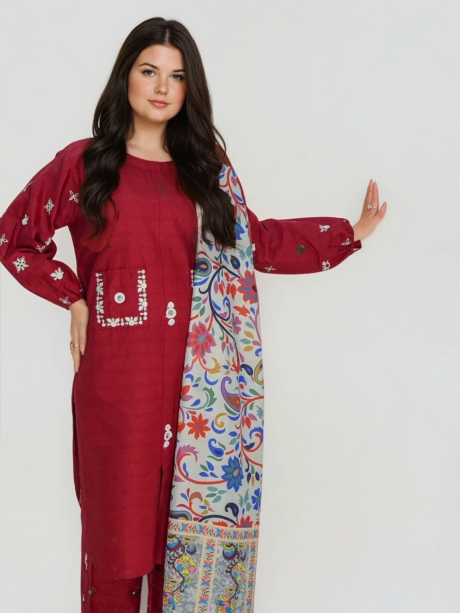 Doha Embroidered + shawl 3pcs Ca_closet
