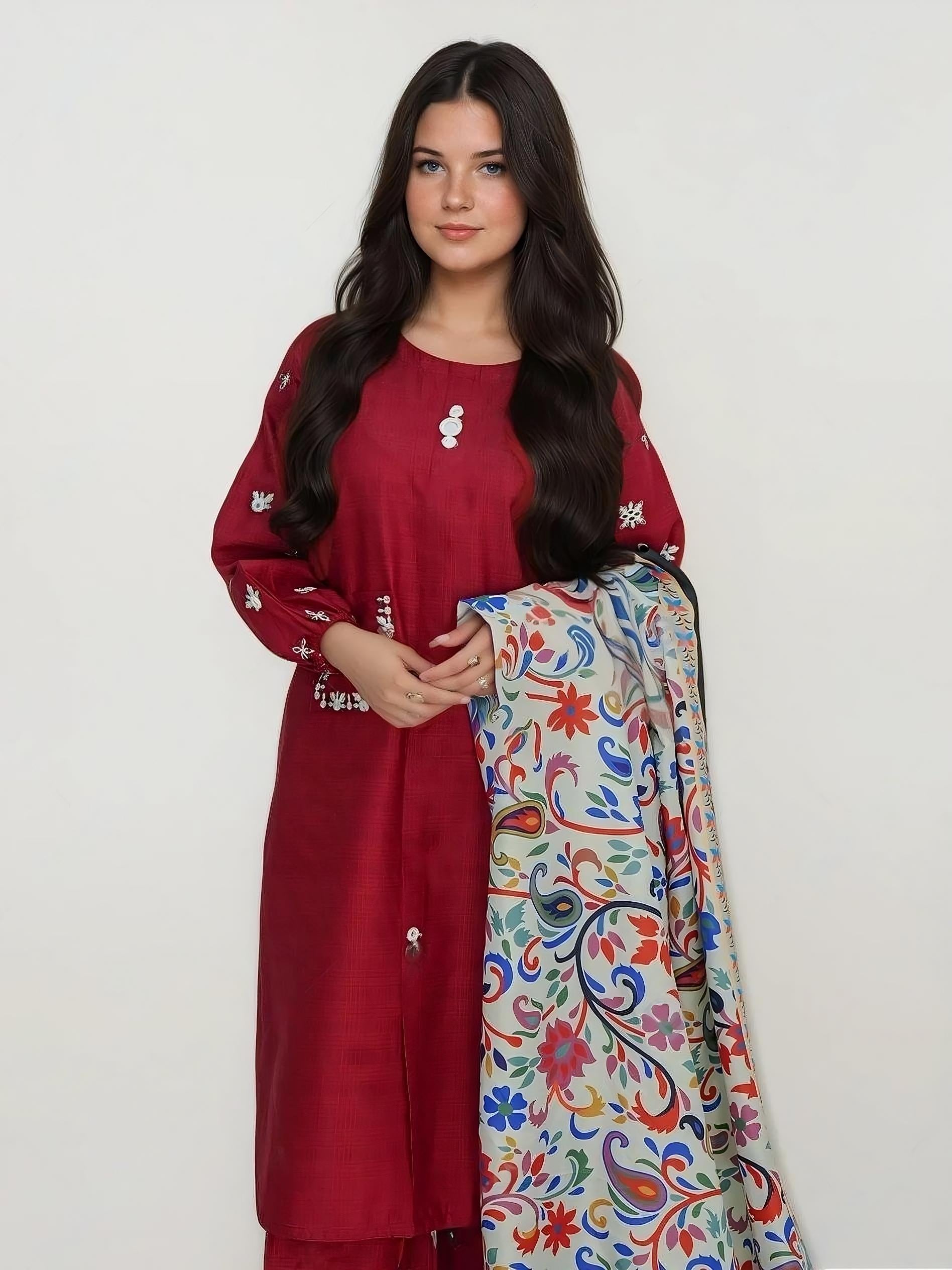 Doha Embroidered + shawl 3pcs Ca_closet