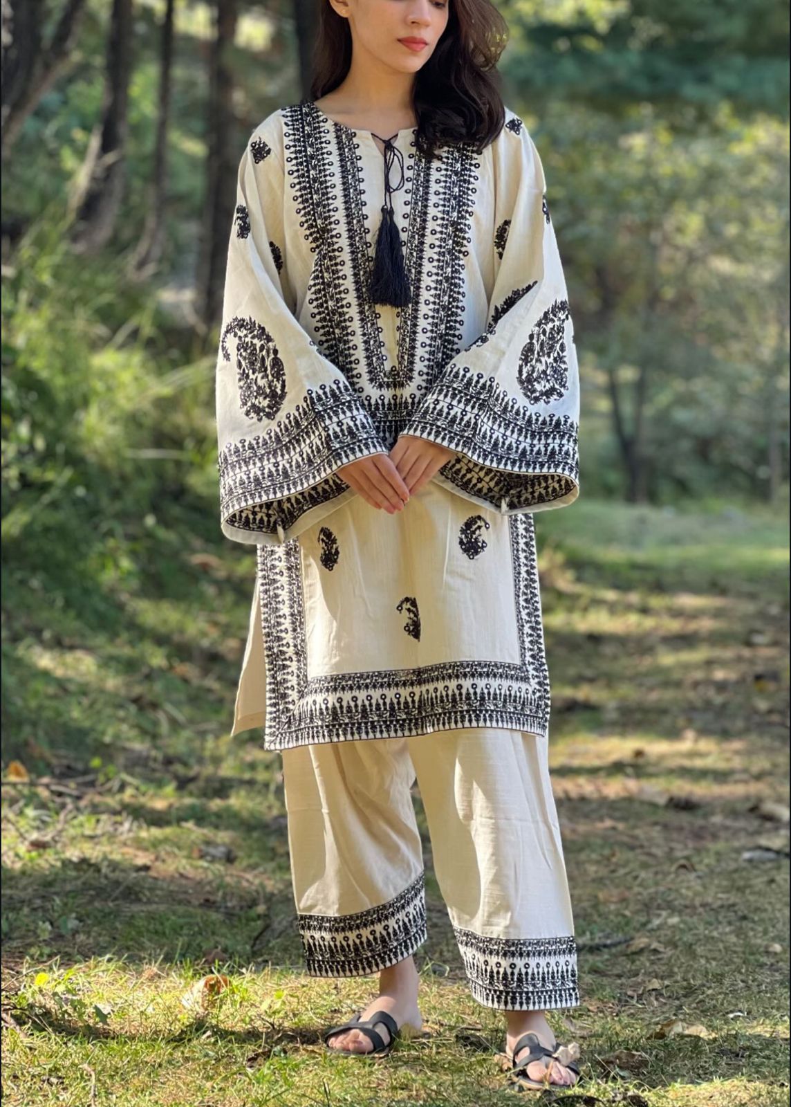 White Bloom Embroidered 2pcs